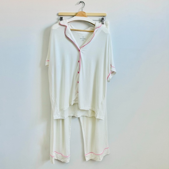 Joe Fresh Other - Joe Fresh Women+ Short Sleeve Cream & Pink Sleep Set